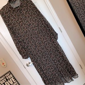 New Look sheer black floral maxi dress, size 22.
